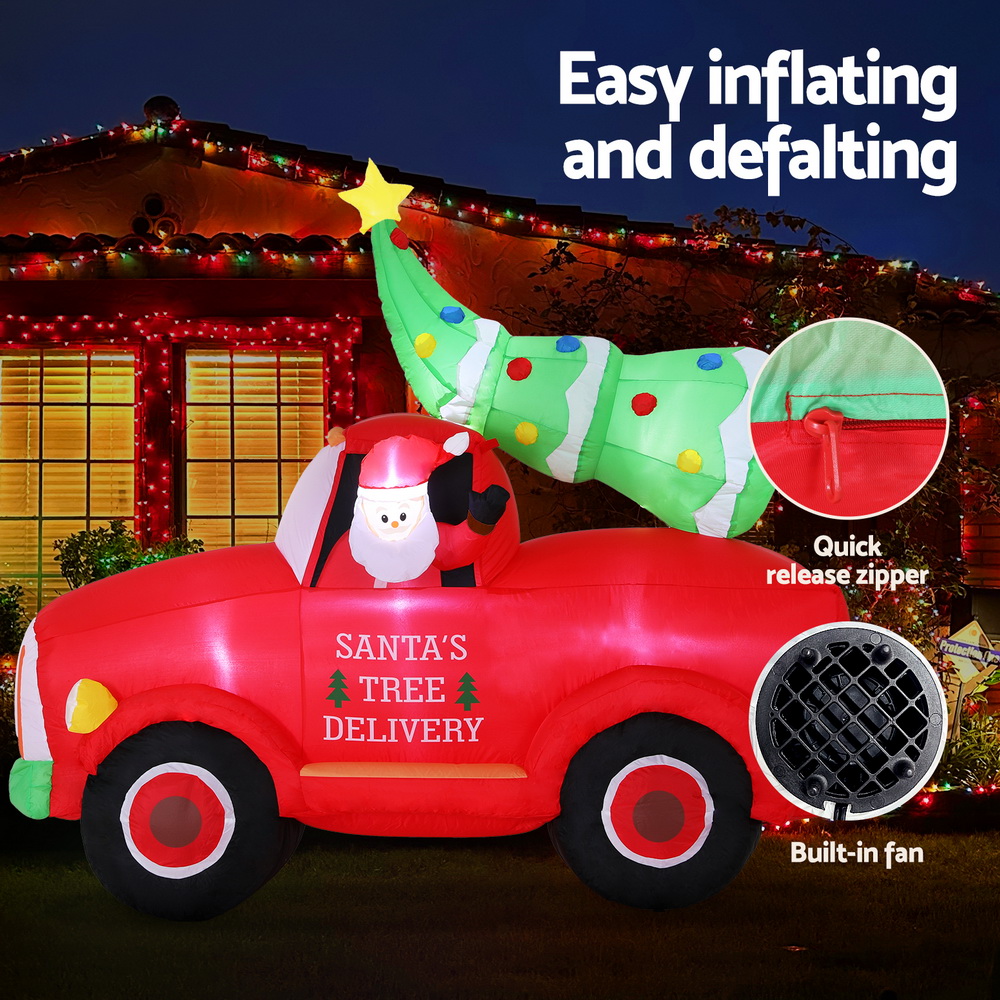 Jingle Jollys Christmas Inflatable Santa Truck 1.6M Height LED Decorations Illuminated โ image 5