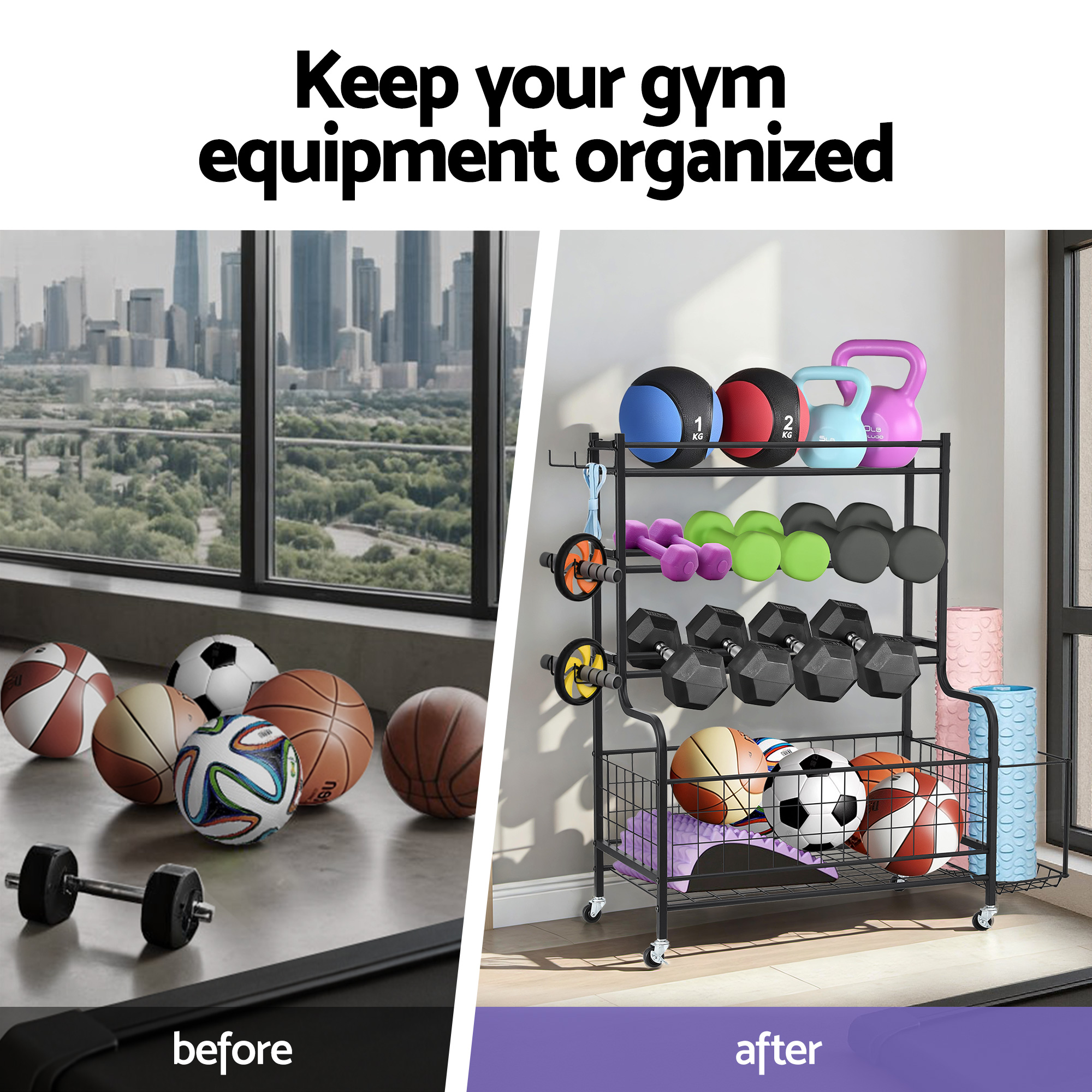 Everfit Dumbbell Rack Weight Rack for Dumbbells Home Gym Storage Black — image 5
