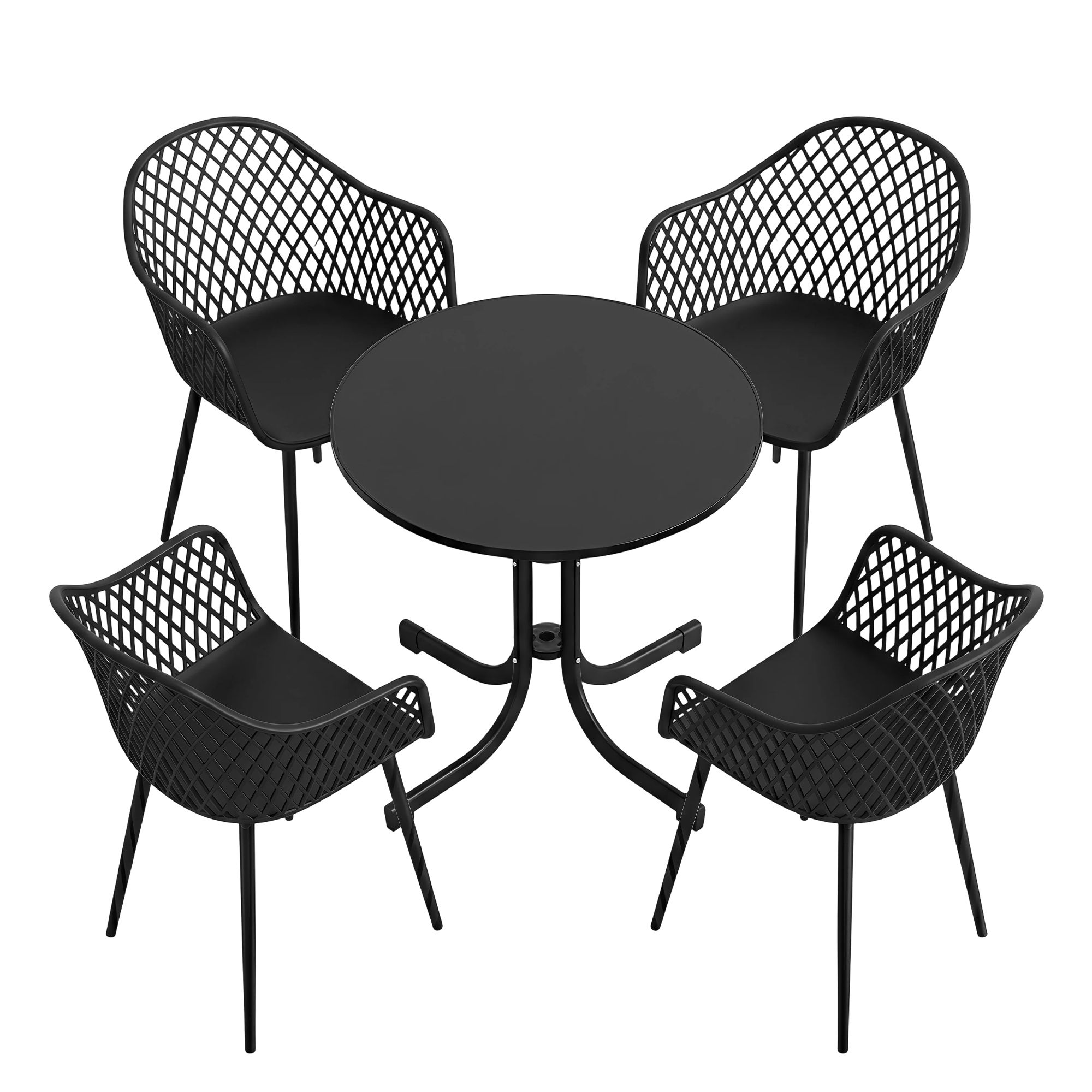 Gardeon 5PCS Outdoor Dining Set Table and Chairs Patio Furniture Garden Diamond Black — image 3