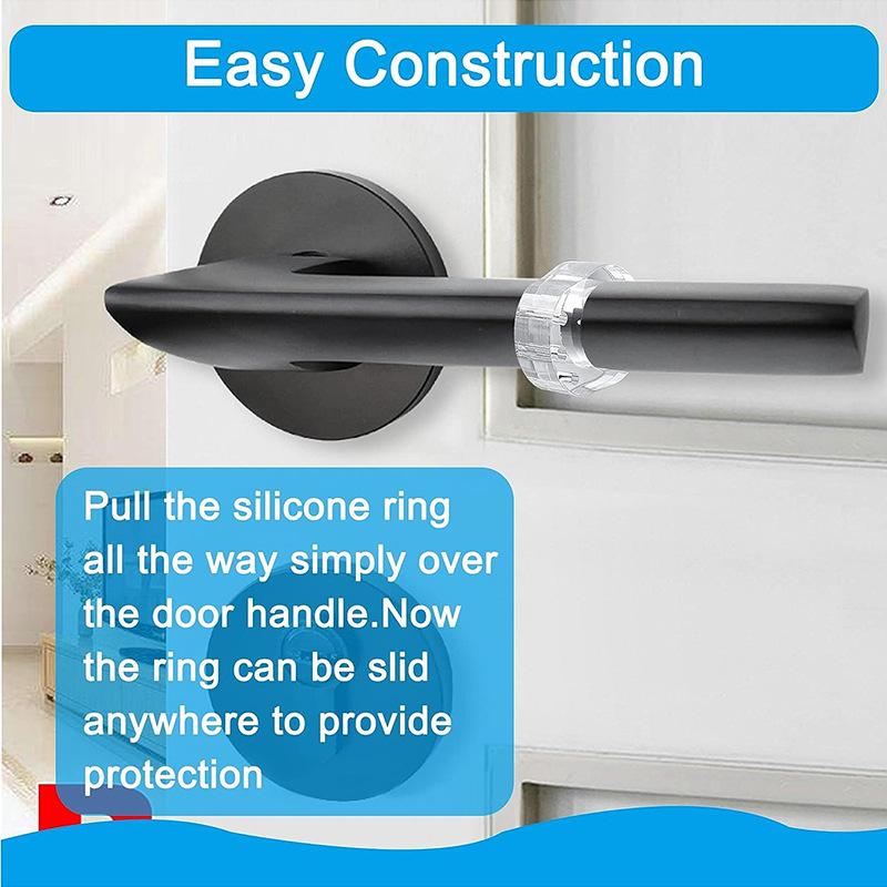 6 Pack PVC Door Handle Bumpers, Wall Protection Rings and Door Stop Cushions for Lever Handles in Bedrooms and Hallways, White — image 2