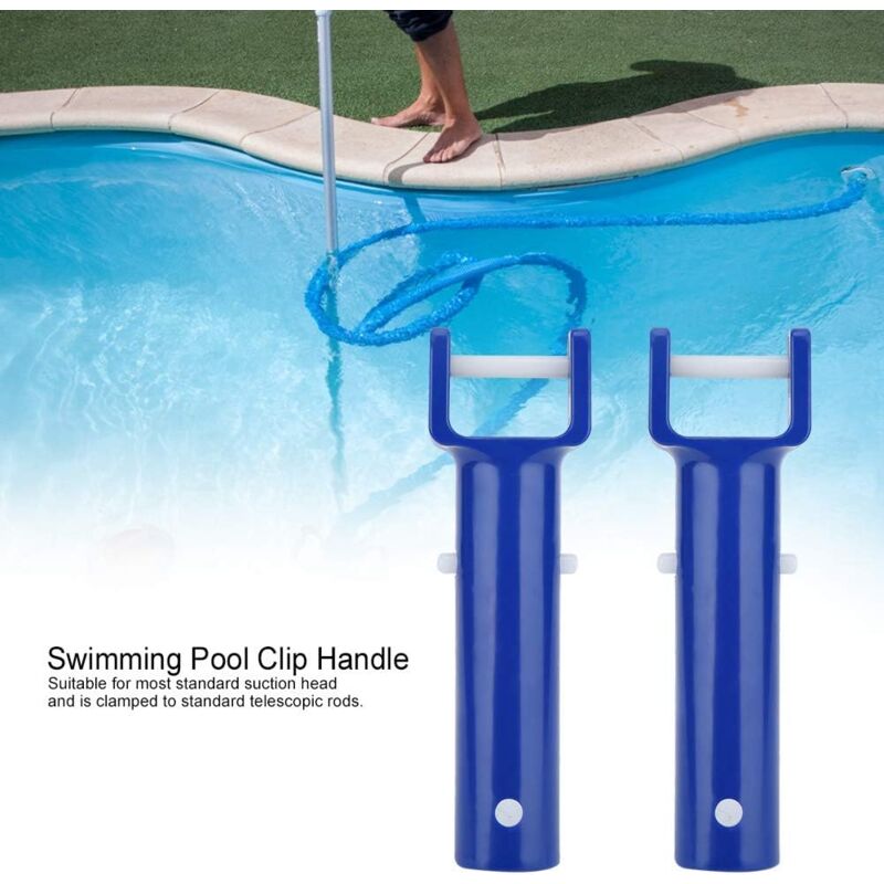2 pcs V-Shaped Head Handle, Blue Swimming Pool V-Shaped Clip Brush Head Handle Replacement Pool Accessories — image 3