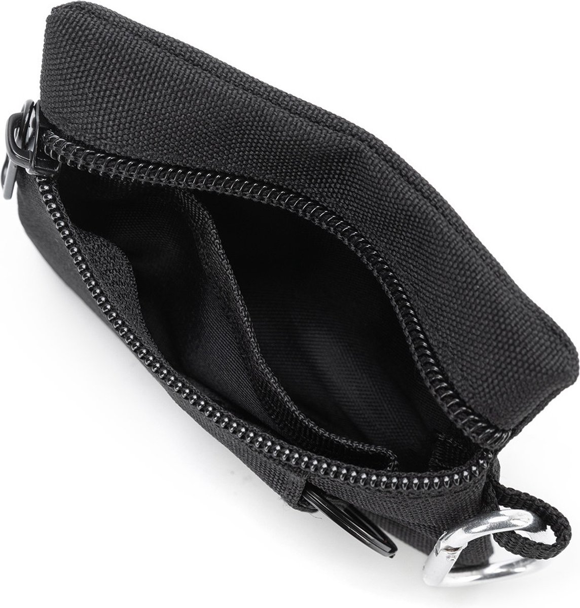 Survival Coin Holder | Card Holder | Coin Storage | Zipper | With Carabiner & Key Ring | For Camping, Traveling, etc. | 9 x 10 cm | Beige — image 2