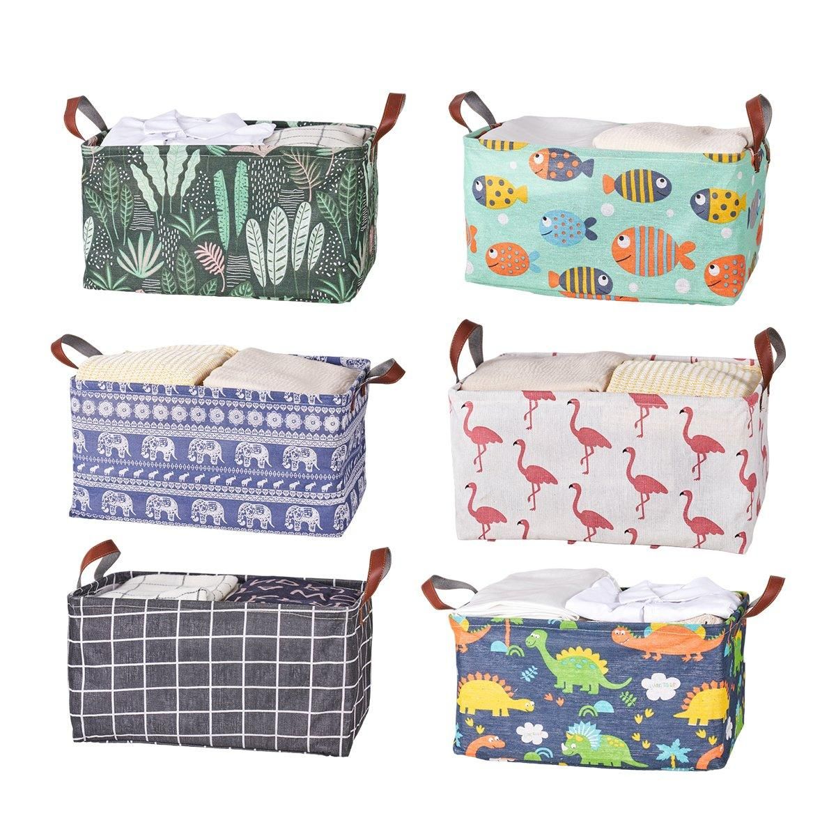 2pcs Foldable Cotton Linen Storage Baskets Home Organizer Box Office Supplies - Little Elephant — image 3