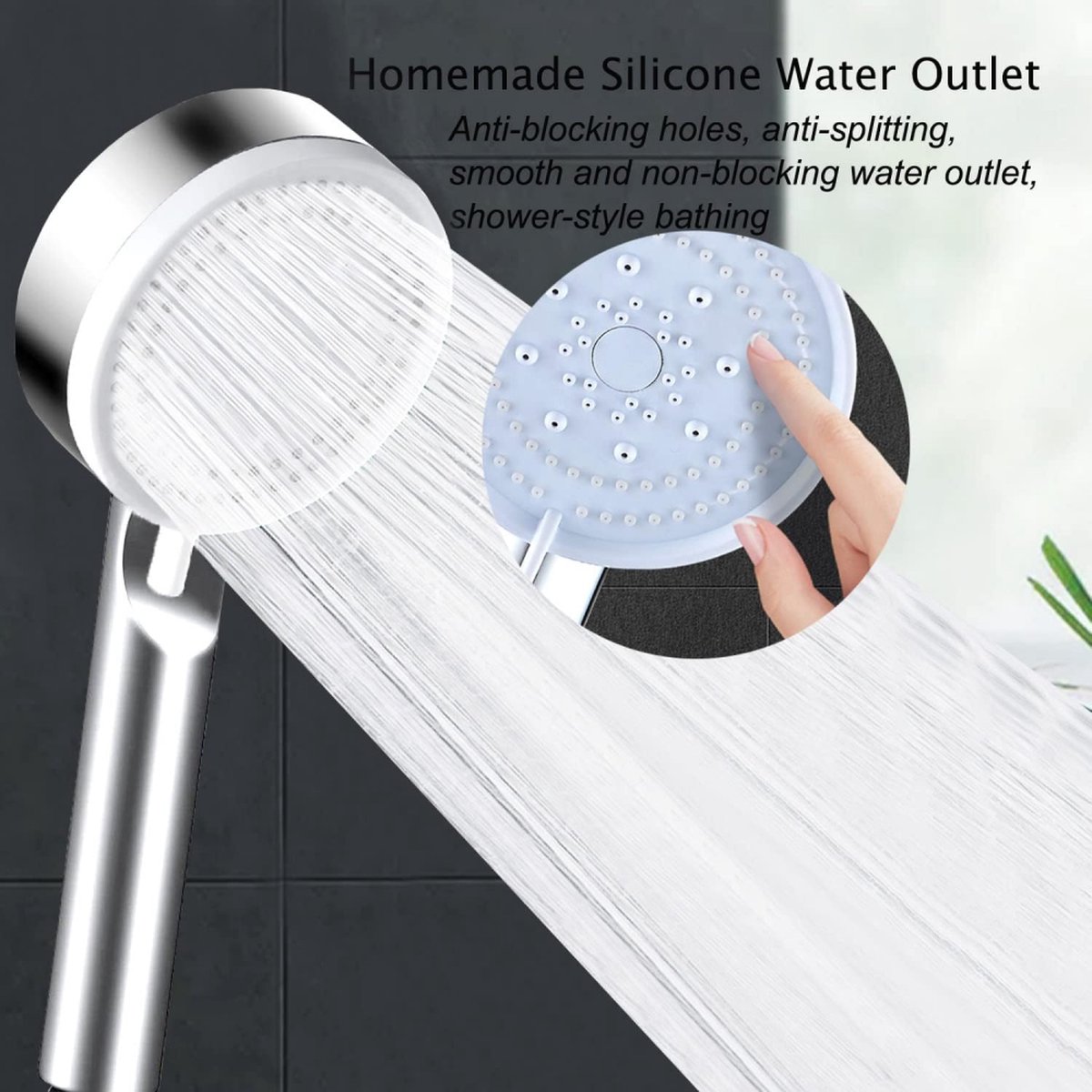 Shower head - 5 jet types - Wellness - 5 spray modes - silver - Better skin - Hand shower - Antibacterial - Anti-limescale protection - Anti-rust — image 5