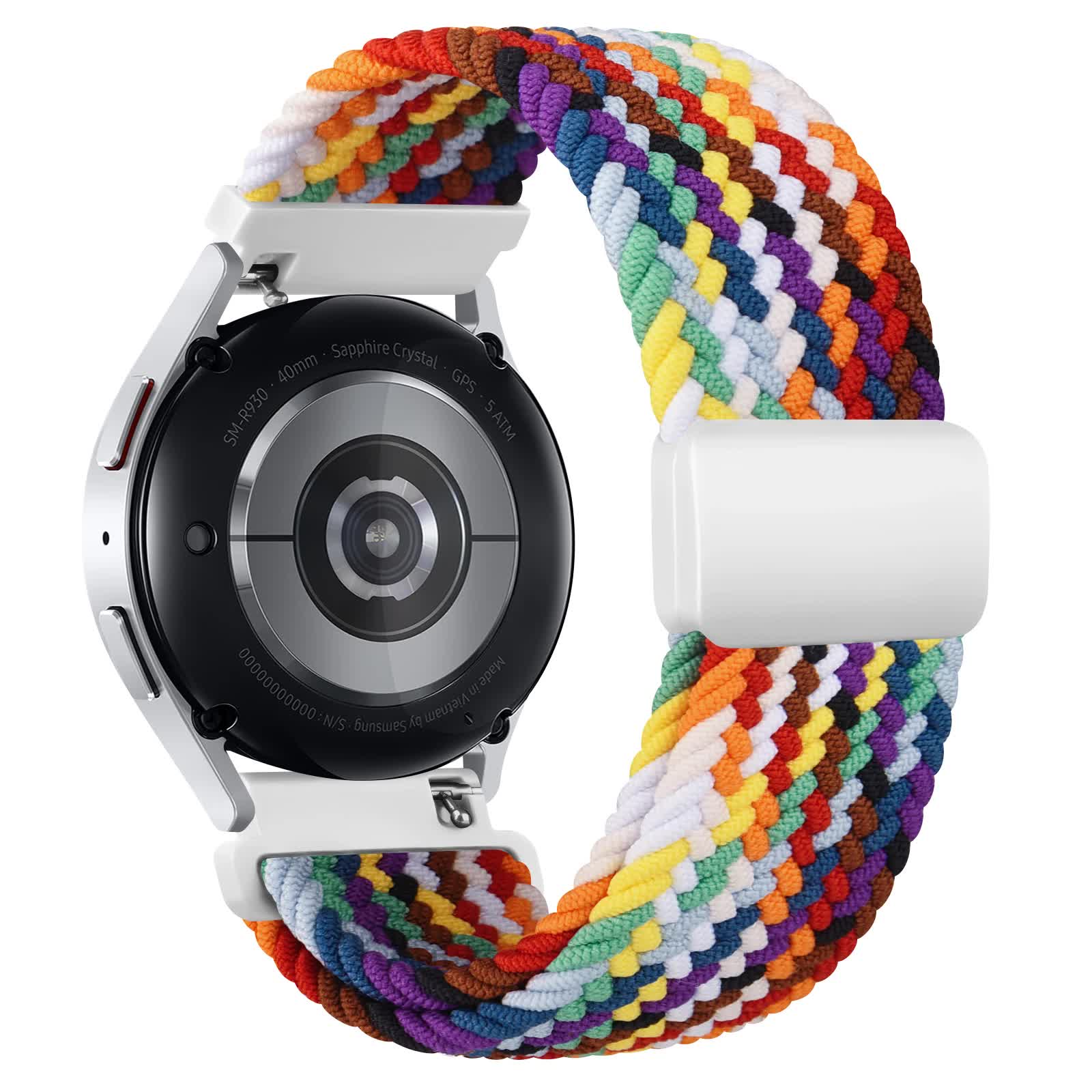 20mm Braided Sololoop for Garmin Vivoactive 5/3/3 Music Band Wristband for Garmin VivoMove3/Trend/Sport Venu SQ/SQ2/2plus Strap Rainbow 20mm โ image 4