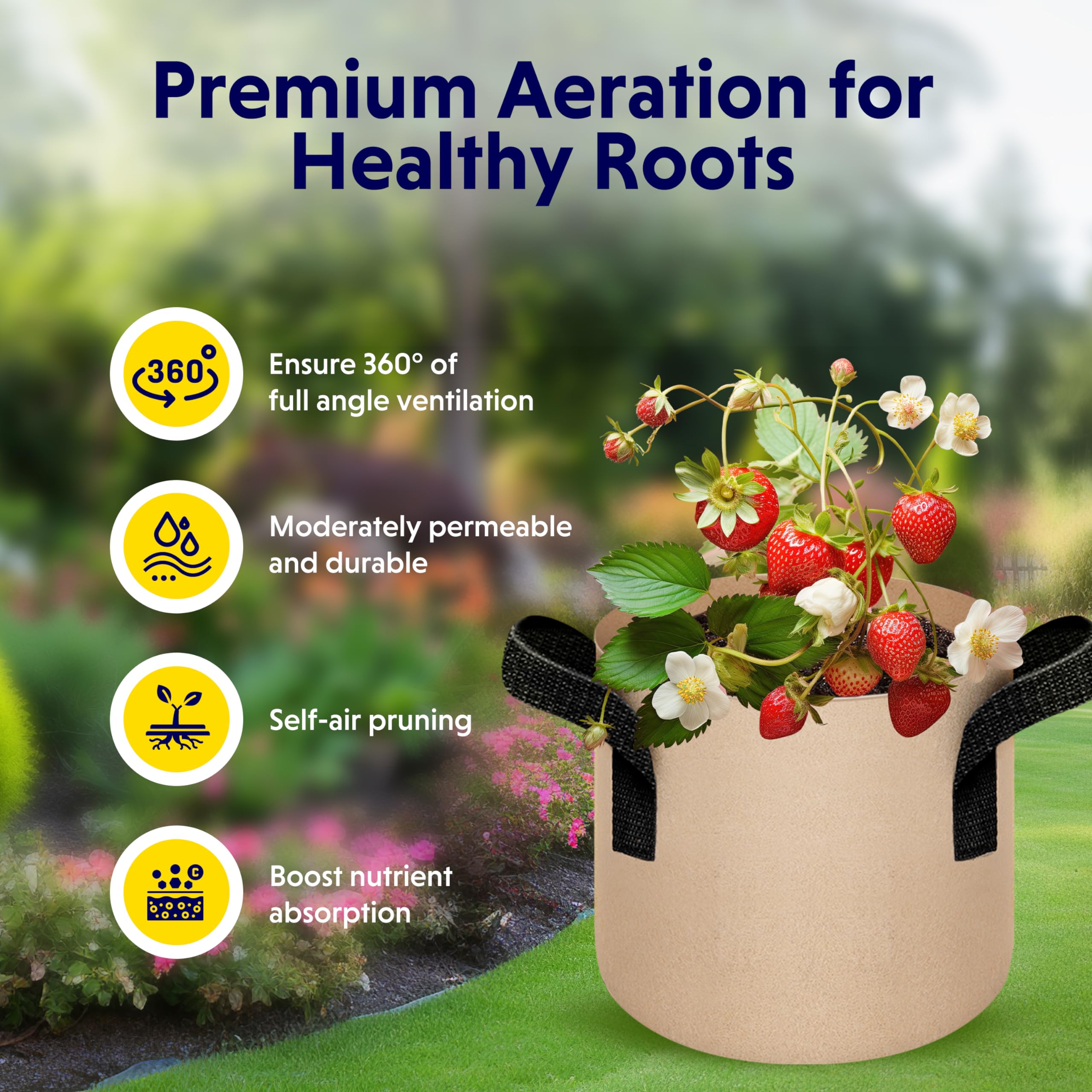 10-Pack 3-Gallon Fabric Grow Bags – Heavy-Duty Breathable Non-Woven Plant Pots with Handles for Vegetables, Herbs, Flowers (Camel) — image 5