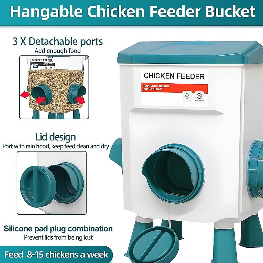 Chicken Feeder Water Food Treadle Poultry Feeding 12KG Large Capacity 11L โ image 6