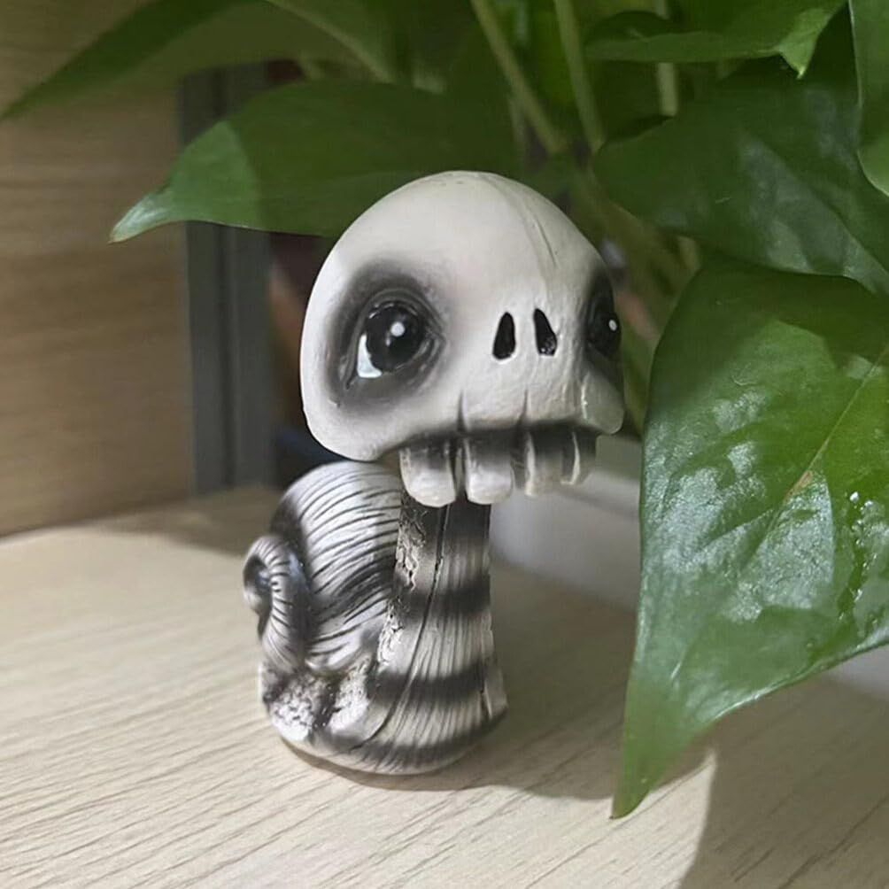 Skull Snail Statue Shaking Head Snail Figurine Halloween Animal Skull Mini Bobbleheads Figures Skeleton Doll Party Car Dashboard โ image 4