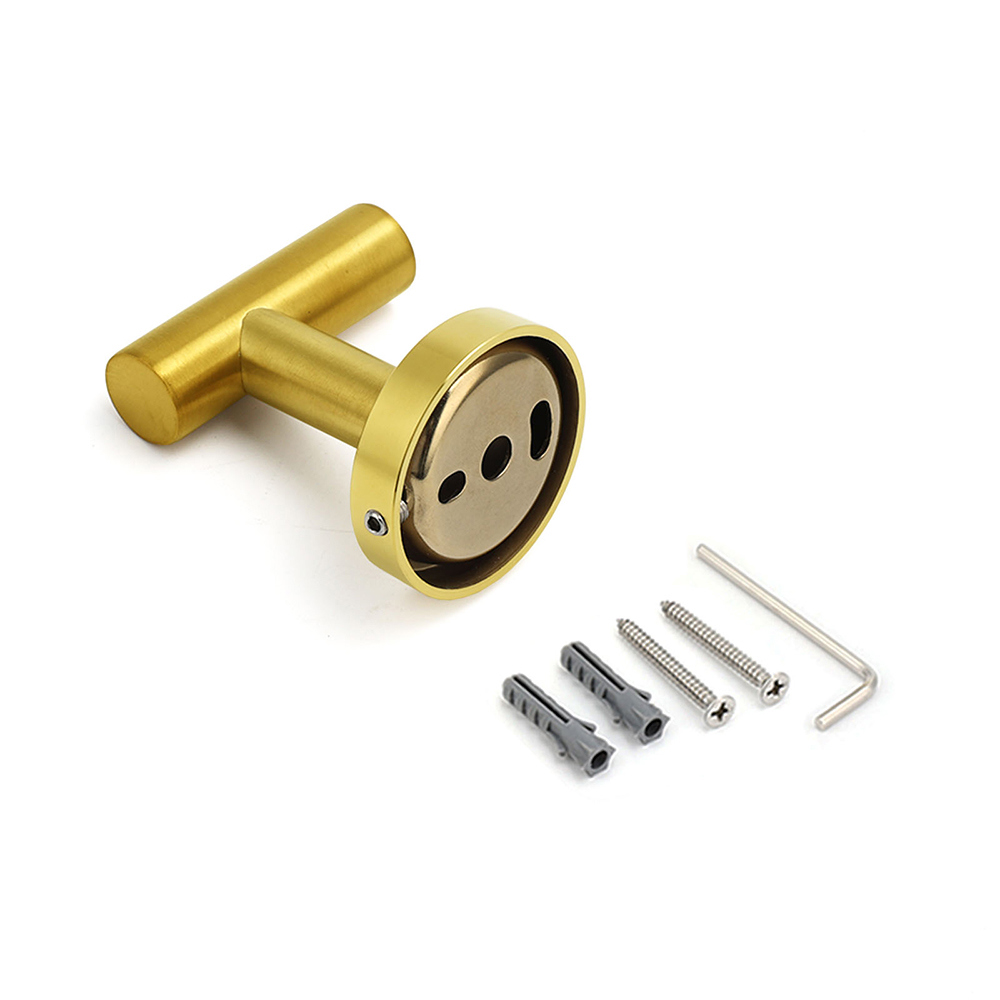 Brushed Gold Robe Hook Hanger Organizer Bathroom Stainless Steel Wall Mounted — image 3