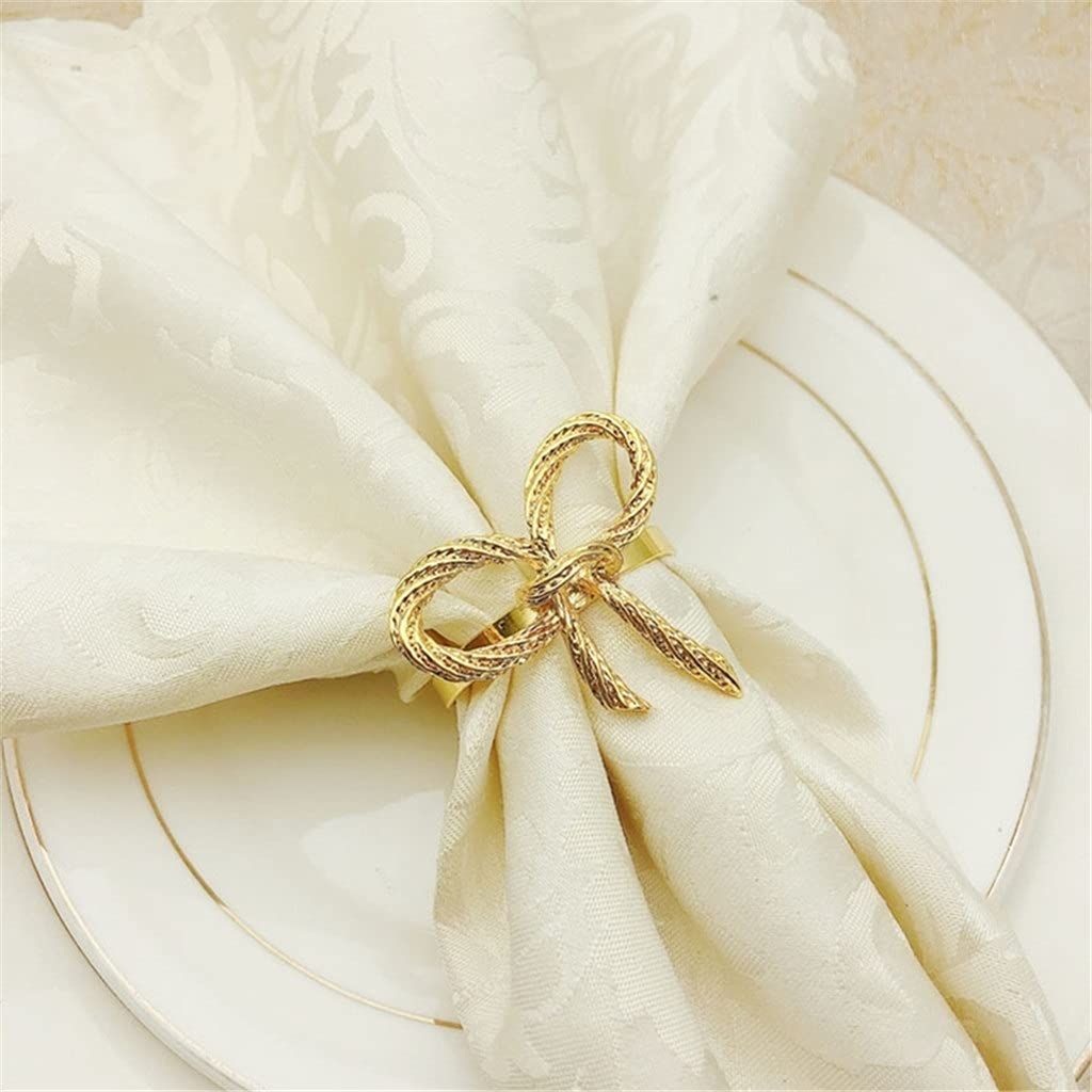 6 Pcs Golden Butterfly Bow Tie Napkin Buckle Hotel Restaurant Napkin Decoration Nice enough to use again and again(Color: Gold) — image 4
