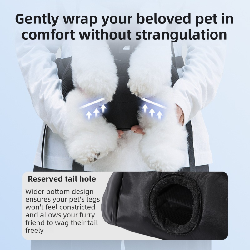 Blue Hands Free Adjustable Dog Carrier Backpack with 3-Point Support, Reserved Tail Opening and Wide Padded Straps - Chest & Back Dual Use, Breathable on Both — image 4
