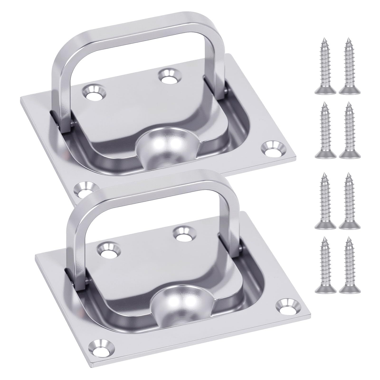 316 Stainless Steel Hatch Pull Flush Lift Boat Ring Hatches Pull Handle with Mount Screws for Boat Deck Hatch Handle and Home Furniture Recessed Handle etc