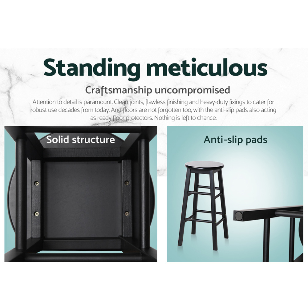 Artiss 2x Bar Stools Round Chairs Wooden Black โ image 5