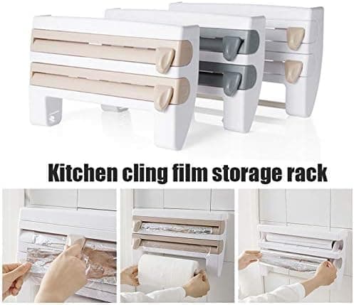 Multifunctional Foil Cutter Wall Holder for Plastic and Aluminum Foil with Kitchen Paper, 39 × 10 × 24cm, White — image 2