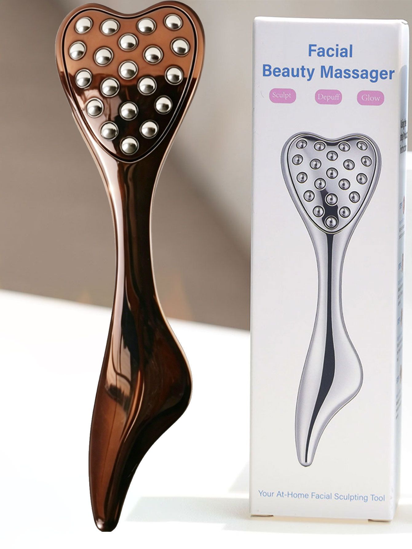 304 Stainless Steel Heart Shaped Roller Ball Massager: Face Lifting and Eye Soothing, Body Scraping and Relaxation, Lightweight and Portable, One Tool for