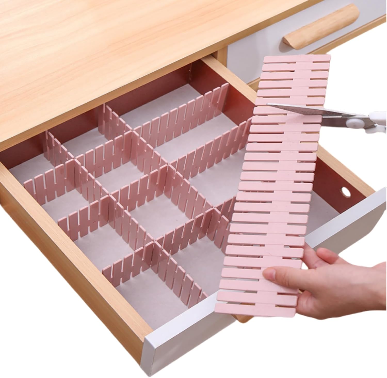 8 Pieces Wall-Mounted Underwear and Sock Organiser with Compartments for Wardrobes, Drawers and Space-Saving Clothing, 47 × 7cm, Pink
