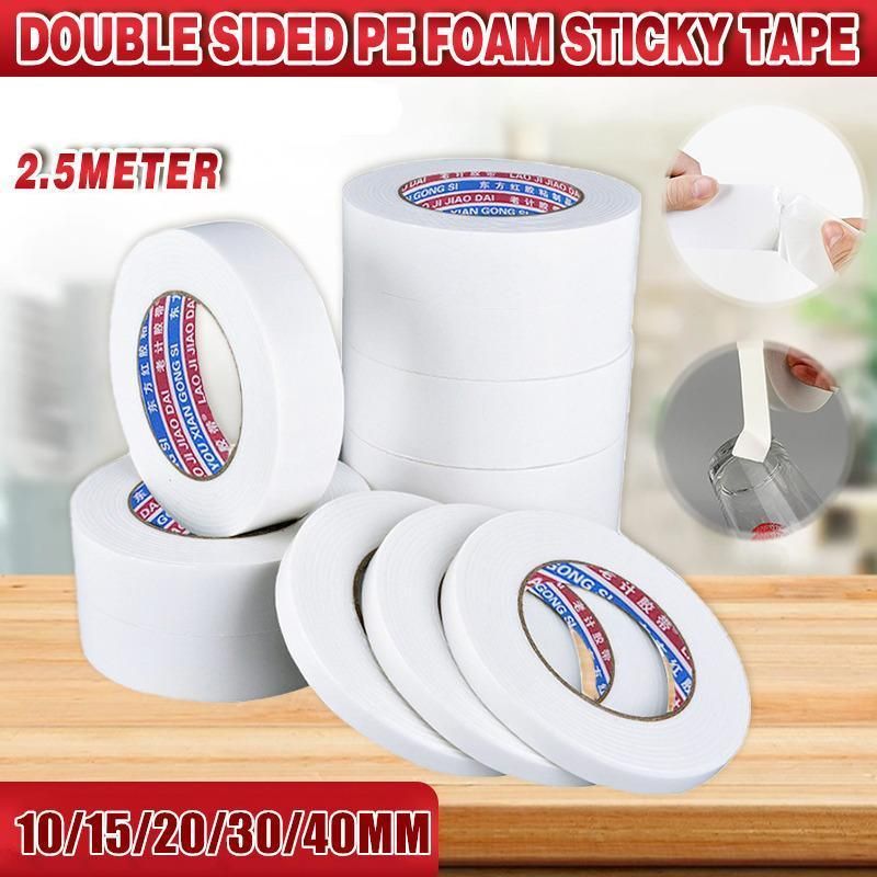 Double Sided White PE Foam Sticky Tape Mounting DIY Craft Strong Adhesive 2.5m - 10mm*2.5m โ image 2