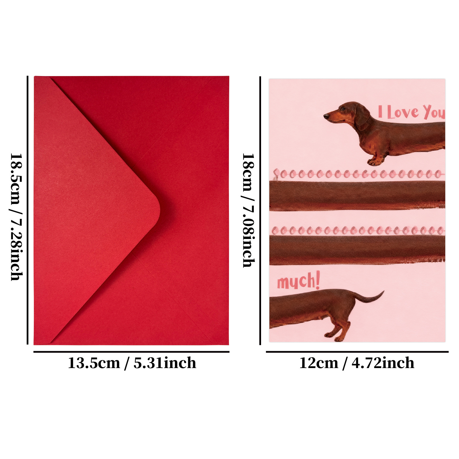 10-Pack Adorable Dachshund Valentine's Day Greeting Cards with Red Envelopes | Funny Long Dog I Love You Anniversary Cards — image 2