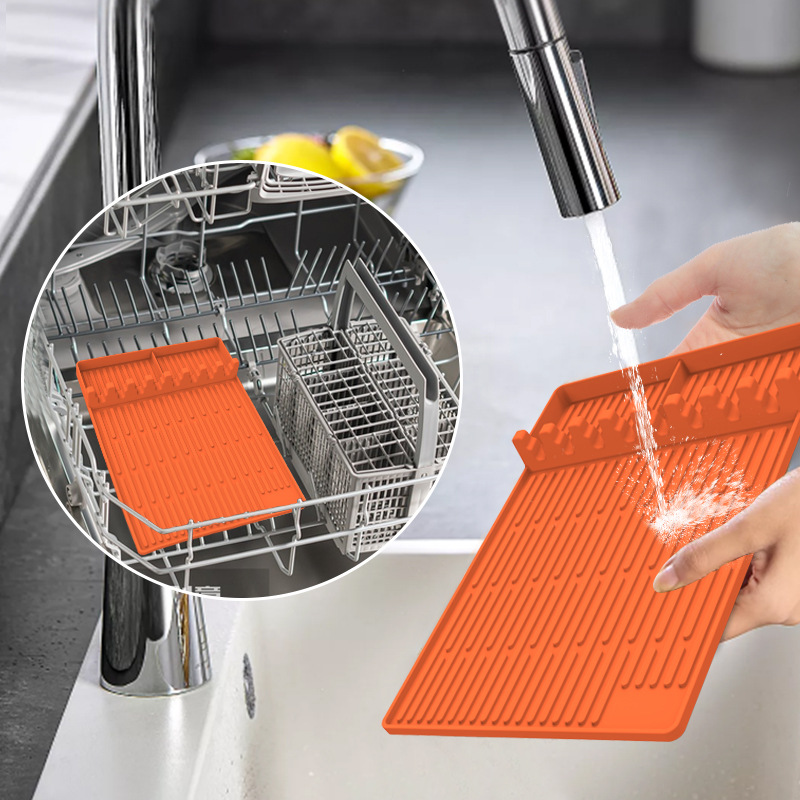 Orange Silicone BBQ Grilling Mat - Heat Resistant Side Rack Protector for Grills and Baking Trays — image 3