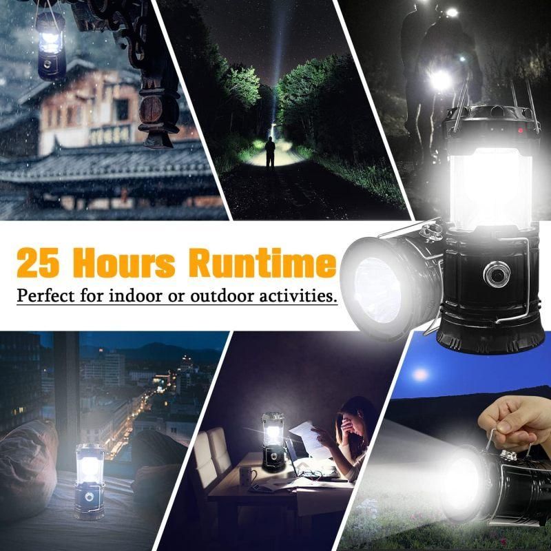 2 Pack Foldable Camping Lights, Solar USB Rechargeable Waterproof Portable Emergency Lights Black โ image 4
