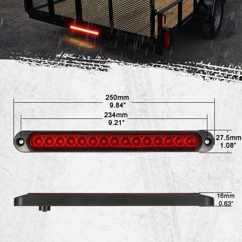 2 pcs 12-24V 15 LED Trailer Brake Tail Light Bar Waterproof Rear Lights Running Lights Identification Light For Offroad — image 2