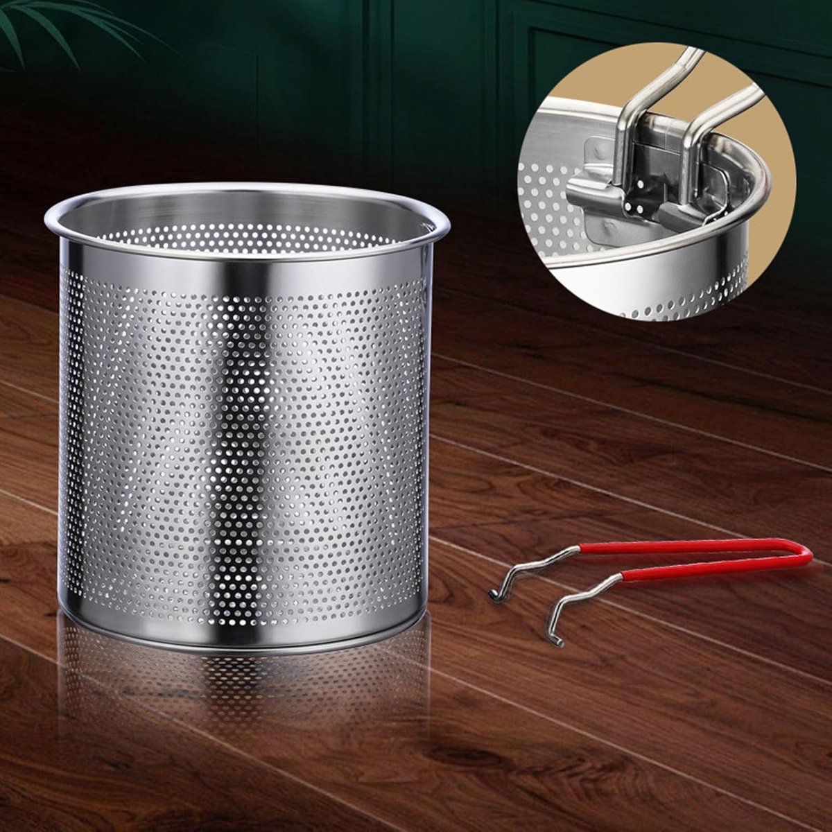 Frying pan - Frying pans - Frying pan set - Stainless steel frying pan with strainer - Portable stainless steel frying pan - Mini shrimp fryer - Small frying — image 4