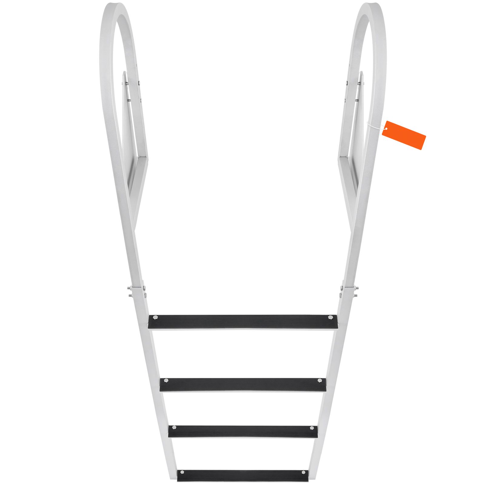 Dock Ladder, Flip-Up 4 Steps, 159 kg Load Capacity, Aluminum Alloy Pontoon Boat Ladder with 50.8 mm Wide Step & Nonslip Rubber Mat, Easy to Install for