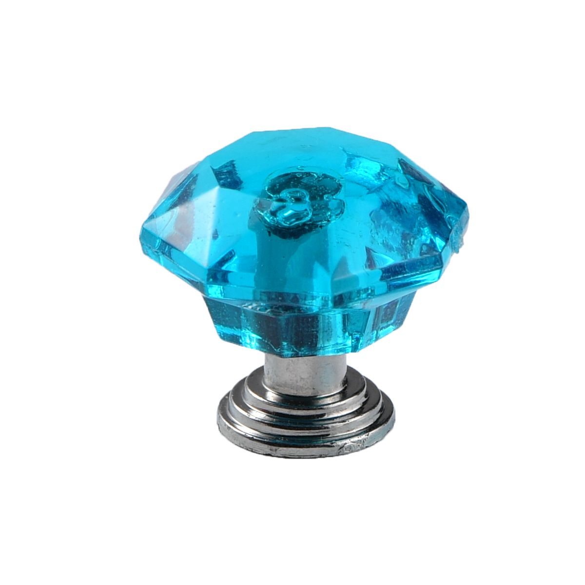 6 Pcs Crystal Glass Cabinet Knobs Diamond Shape Drawer Kitchen Cabinets Dresser Cupboard Wardrobe Pulls Handles (Light Blue)
