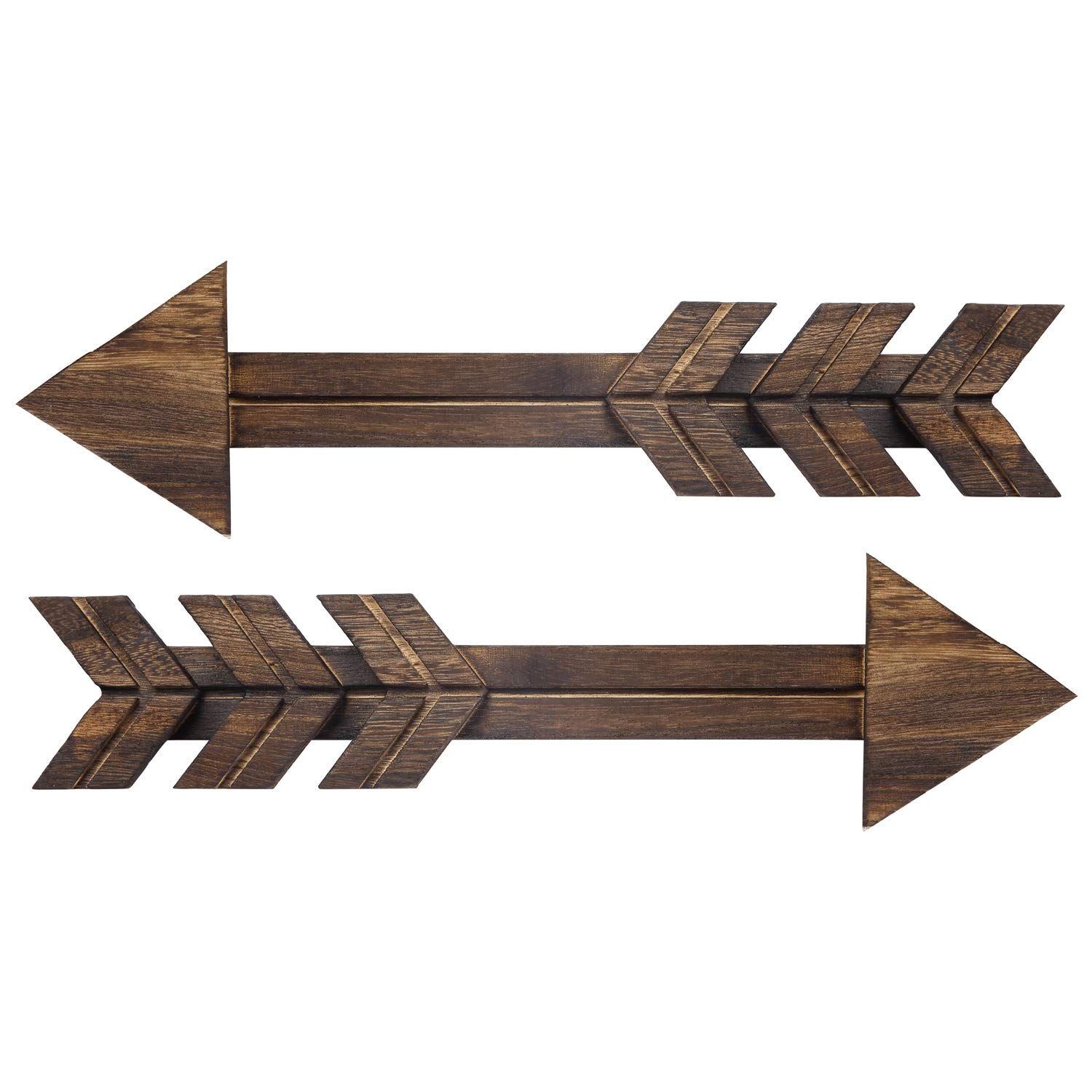 Rustic Wooden Arrow Wall Decor Farmhouse, Wood Arrows Sign Wall Hanging Art Christmas Decoration for Home or Wedding, Set of 2