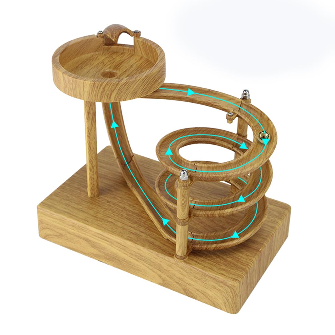Electromagnetic Perpetual Motion Toy with Built-in Battery – Scientific Desk Decor, Stress Relief & Cat Play Item, Continuous Rolling Ball Art (Wooden) — image 2