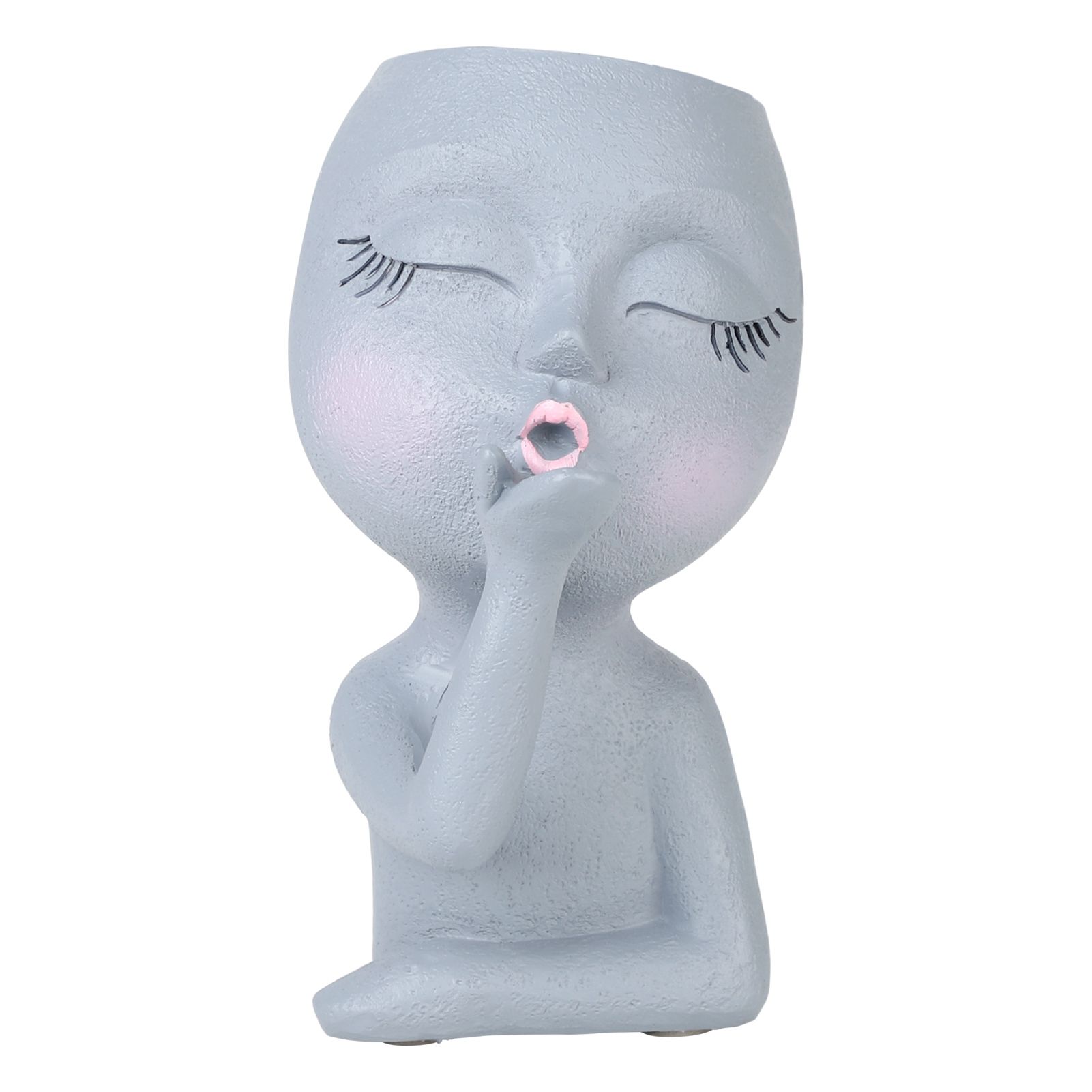 Sculpture Flower Pot Resin Portrait Flying Kiss Flower Pot Planter Pot Closed Eye Flower Pot — image 3