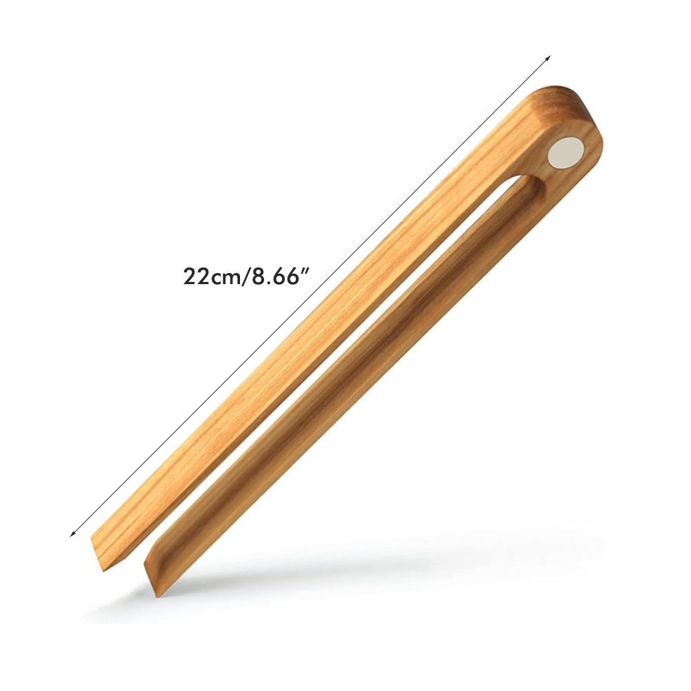 Magnetic Bamboo Toaster Tongs Kitchen Toast Tongs for Cooking Natural Bamboo Kitchen Utensils — image 2