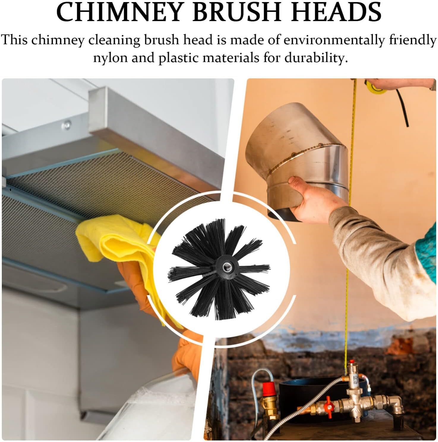 Dryer Vent Brush - Dryer Vent Cleaner Kit - Dryer Duct Cleaning Kit Chimney (6 * 410mm long rod+1 100mm brush head+1 hexagonal rod) — image 3