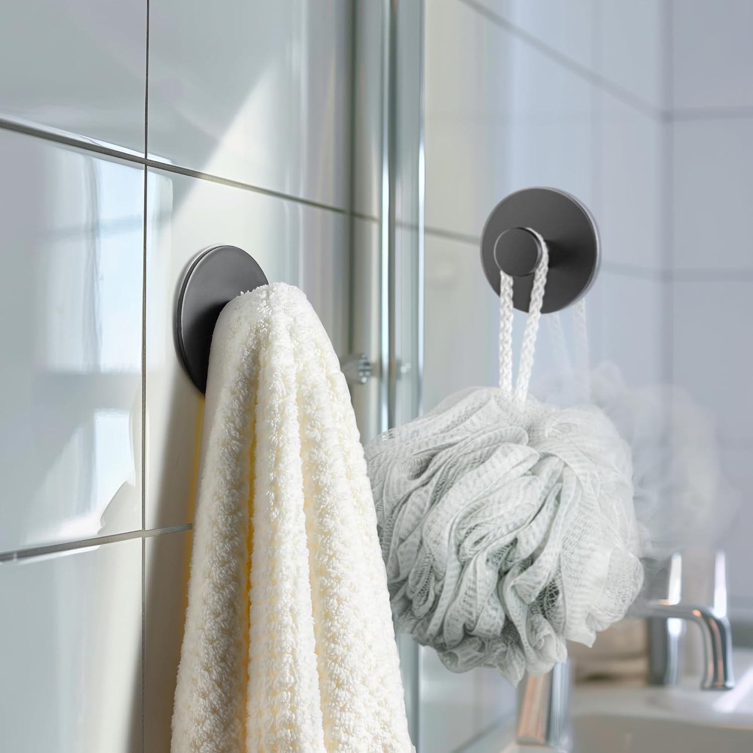 Multifunctional Towel Hooks for Bathroom Wall - Extra Sticky Stainless, Holds up to 12LB, Coat Hooks Wall Hooks, Adhesive Door Holder Hanger Shower — image 6