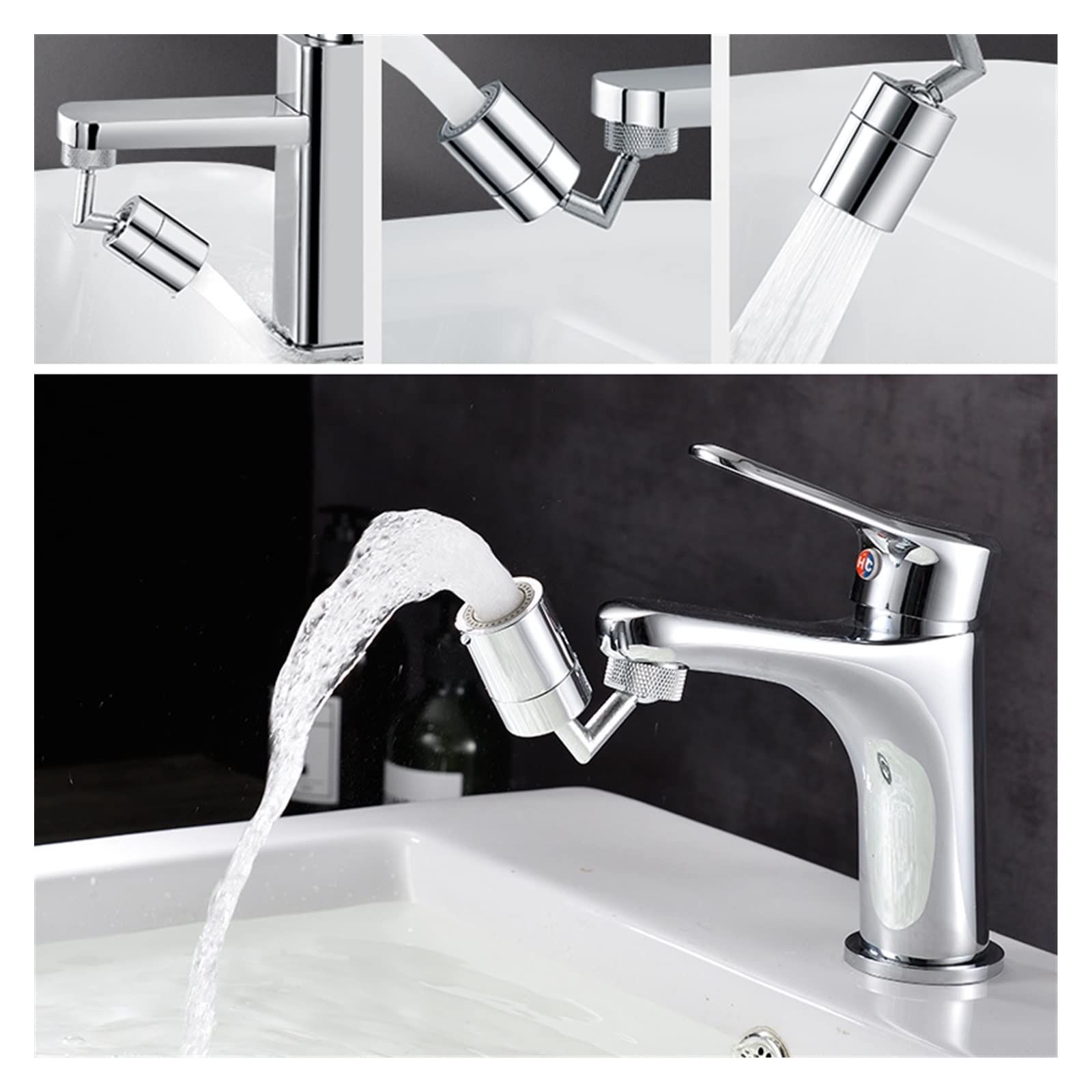 Rotating faucet aerator universal 1080 ° rotating extension faucet aerator splash proof filter kitchen washbasin faucet — image 4