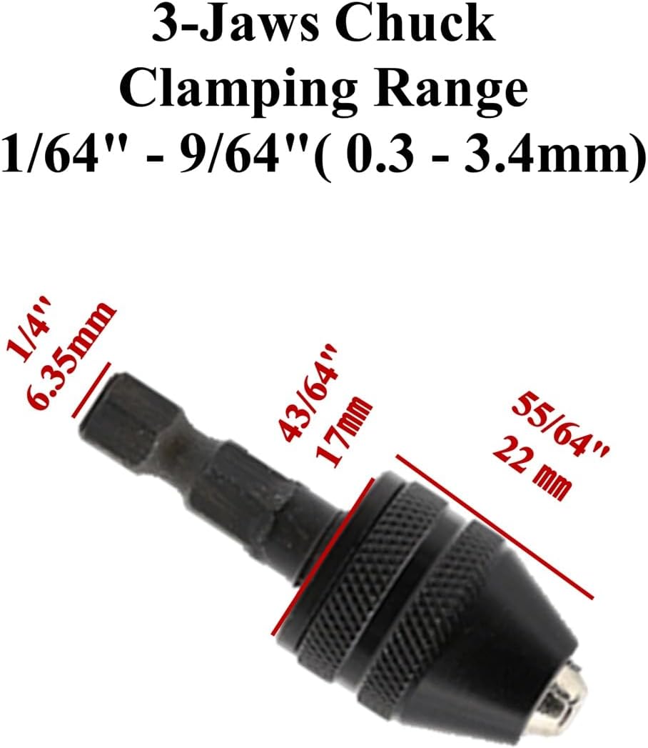 Drill Bit Adapter with 1/4 Hex Shank - 3Pcs Small Drill Chuck Extension for Impact Driver (0.6-8mm,0.3-3.6mmX2) โ image 4