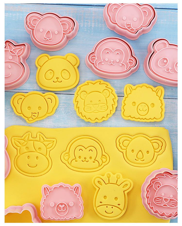 8 PCS Animal Cookie Cutters 3D Forest Animal Embossing Cutters for Baking DIY Baking Tools(Animal Head,8) — image 3