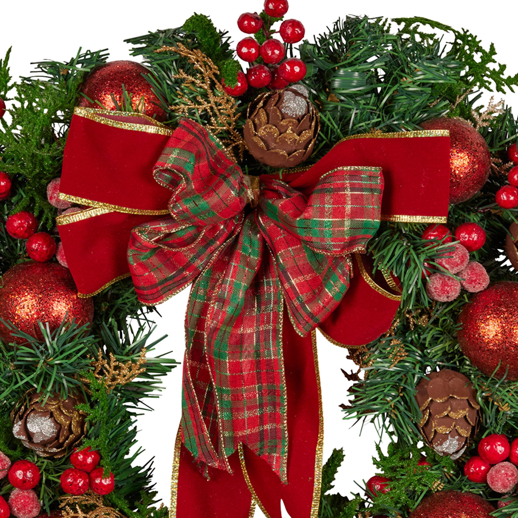 Christabelle Stunning 71cm Christmas Wreath Lush Red Baubles Berries Pine Cones and Bow Front Door Decoration โ image 3