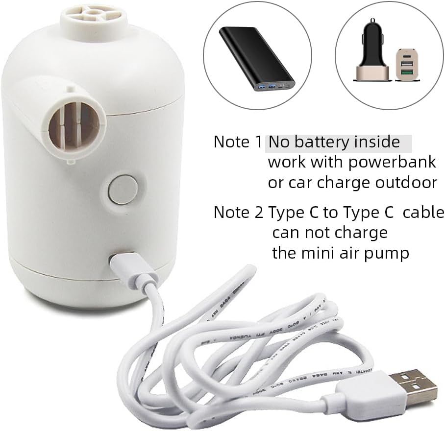 Mini Air Pump for Pool Floats - Portable Pump for Air Bed Air Cushion Air Mattress Swimming Ring, Vacuum Storage Bags - White — image 4
