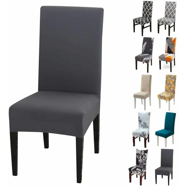 Set of 6 Universal Stretch Chair Covers - Modern - Grey