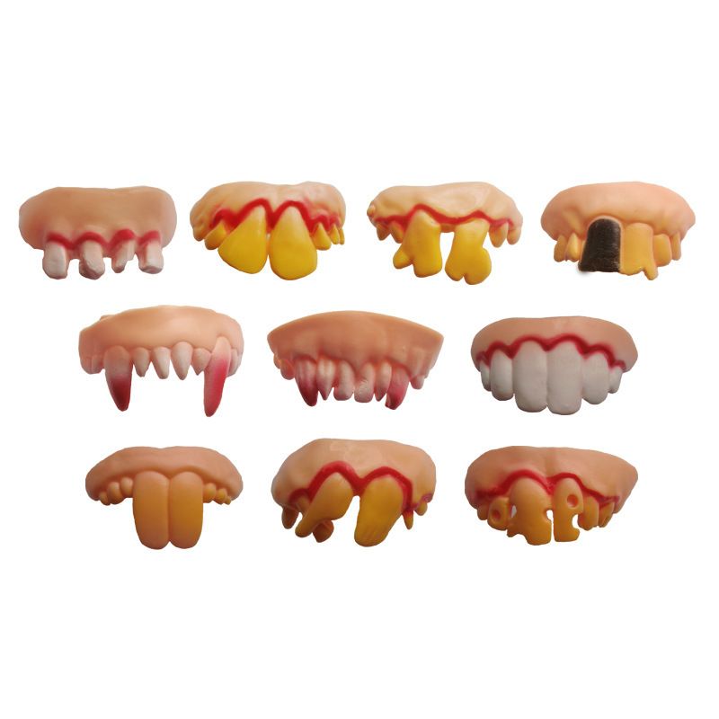 10PCS Ugly Fake Halloween Vampire Fangs Teeth Halloween Decoration Theme Costume Party Favors Vampire Denture Teeth โ image 4