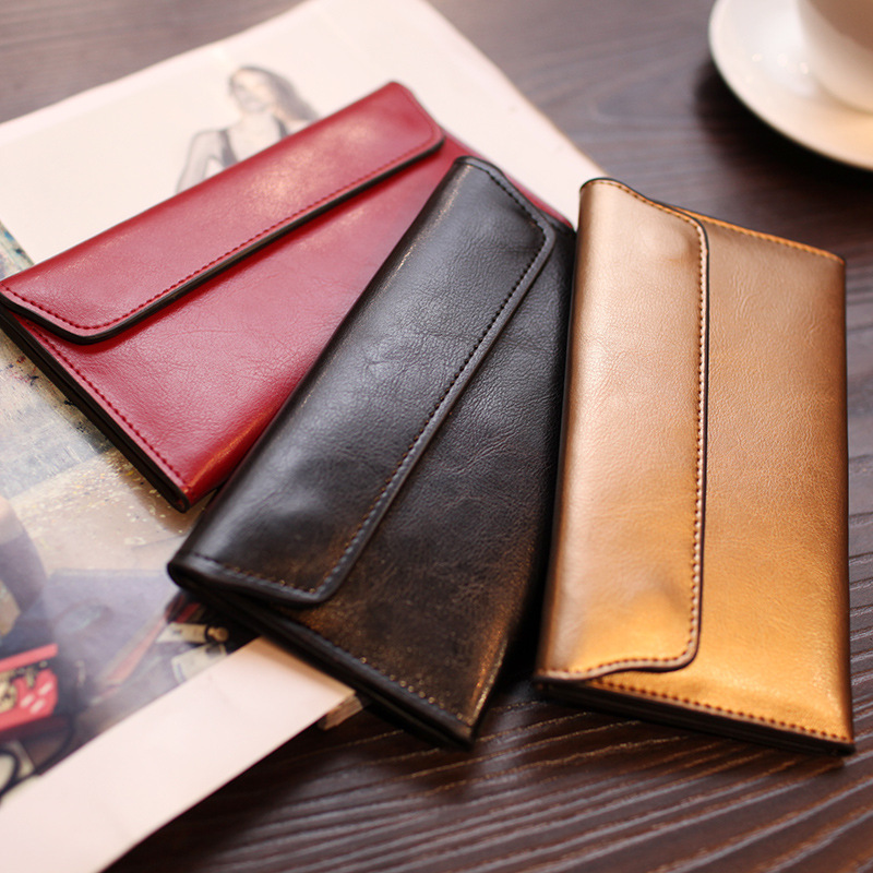 Silver Women's Genuine Leather Long Wallet - Slim Business Clutch with Snap Closure, Multi-Card Holder — image 2