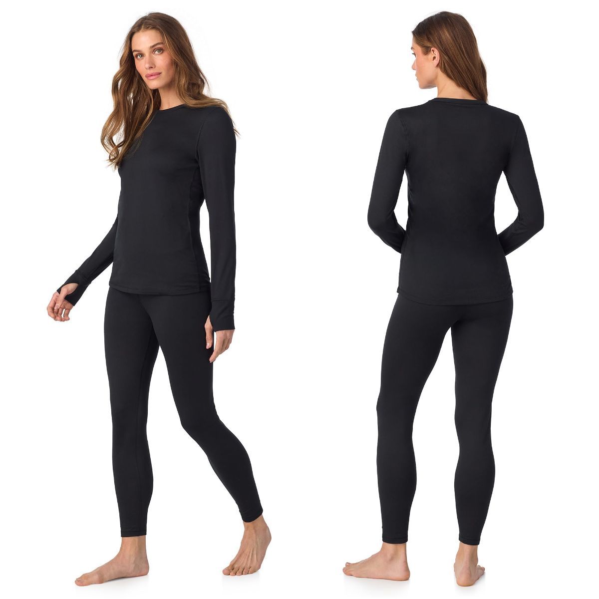 Cuddl Duds Womens Heavyweight Cold Weather Fleece Lined Thermal Set – Long Sleeve Top & Leggings - Winter Lounge Sets - Red - Size S — image 2