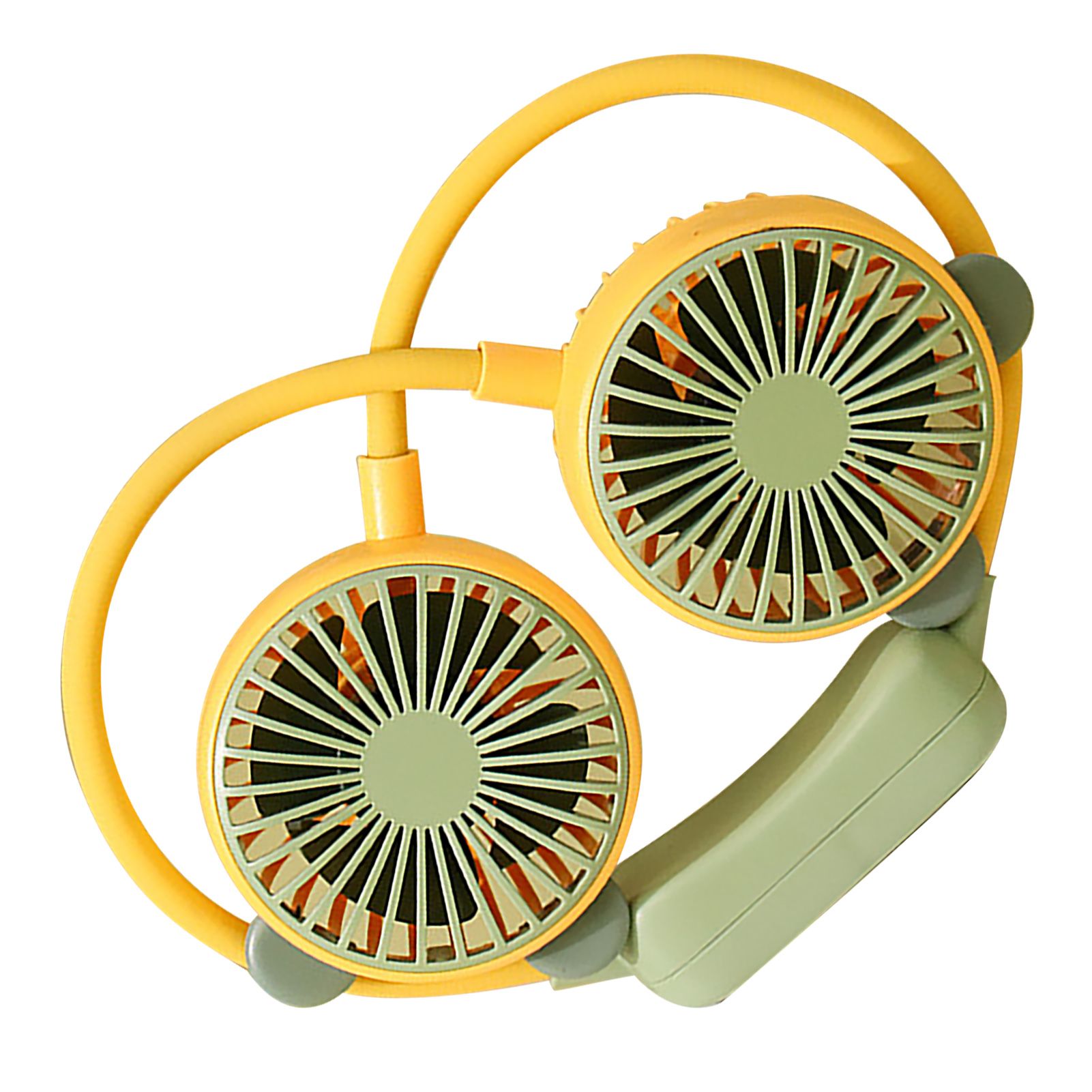 Portable Neck Fan Bendable Wearable USB Rechargeable Hand Free Mini Hanging Fan for Office Travel Yellow โ image 4