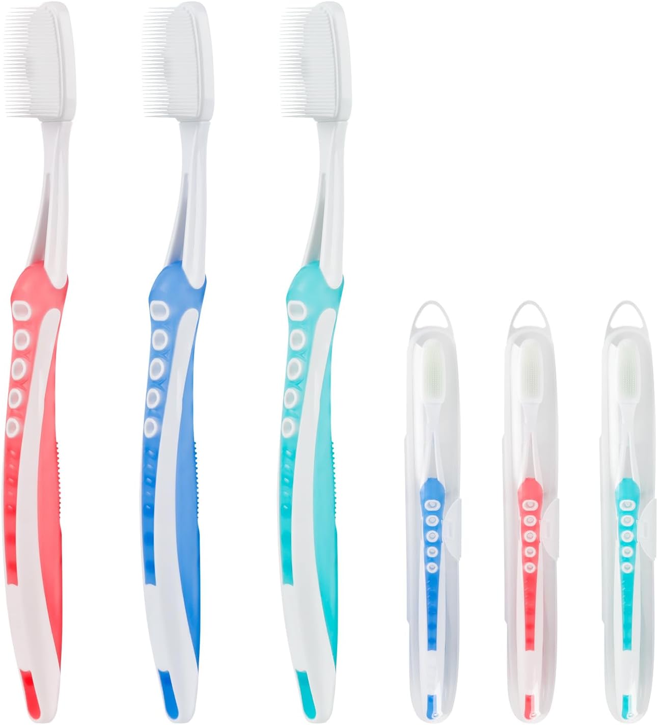 Petluno Nano Toothbrushes Medium Bristle Silicone for Sensitive Teeth and Gums Individually Wrapped Travel Toothbrush Set, Hard Multiple Colors (3 Box) 3 Box
