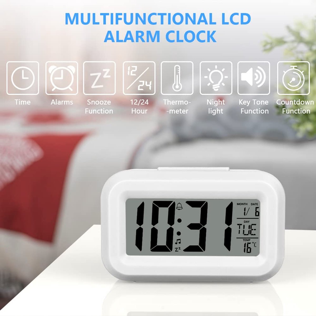 Wekker Digital - Klok Children's - Wekker Children's - Alarm Clock - Travel Alarm Clock - LED Display Clock - Adjustable 12/24 Hour Snooze Function — image 5