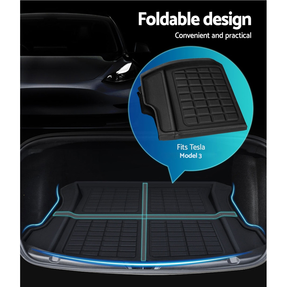 3PCS Car Rear Front Cargo Trunk Toolbox Luggage Rubber Mats for Tesla Model 3 2021-2022 โ image 5
