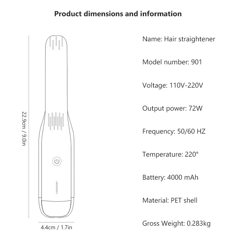 Black Wireless USB Rechargeable 2-in-1 Curling Iron & Flat Iron - Portable Hair Straightener & Curler โ image 4