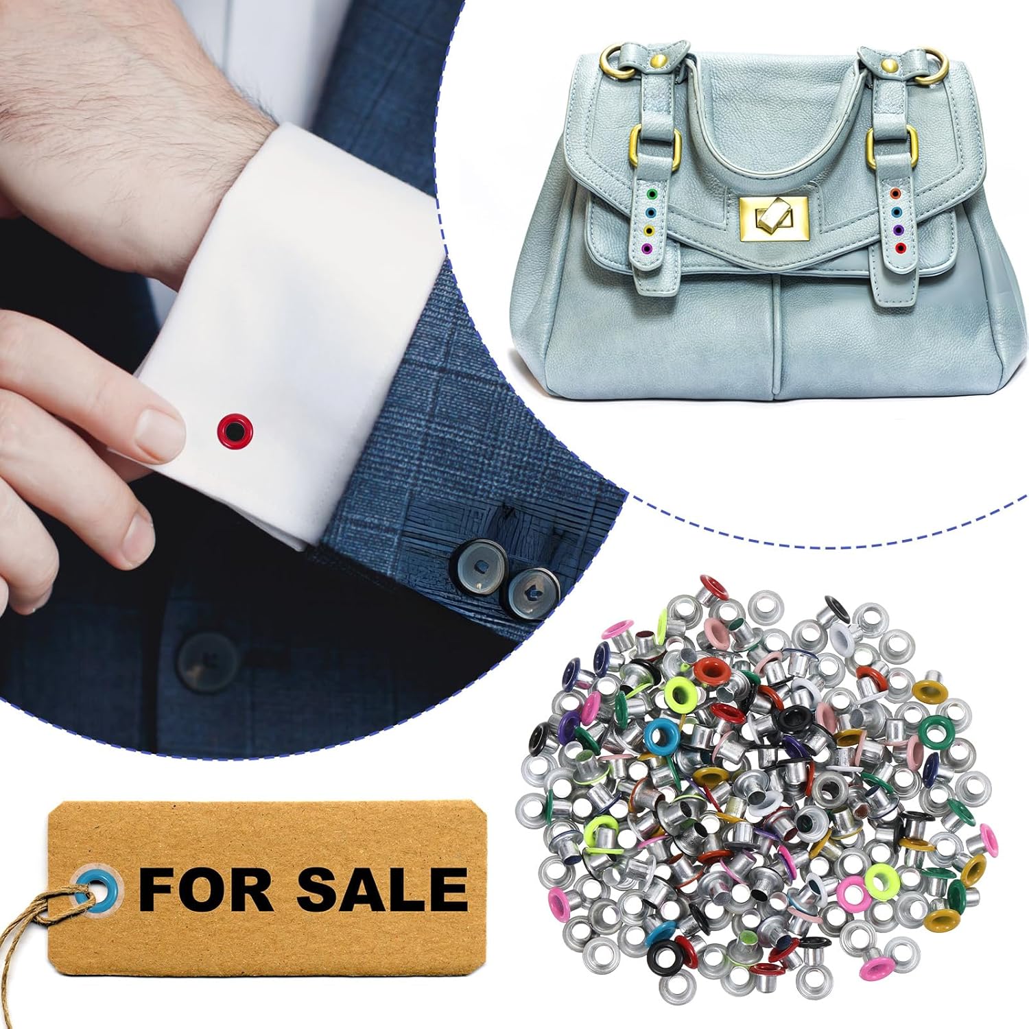 Shimmeroo 210PCS 3mm Metal Eyelets and Grommets, Colored Round Eyelets for Paper Crafts, Scrapbooking, Card Making, Fabric, Leather, Shoes — image 2