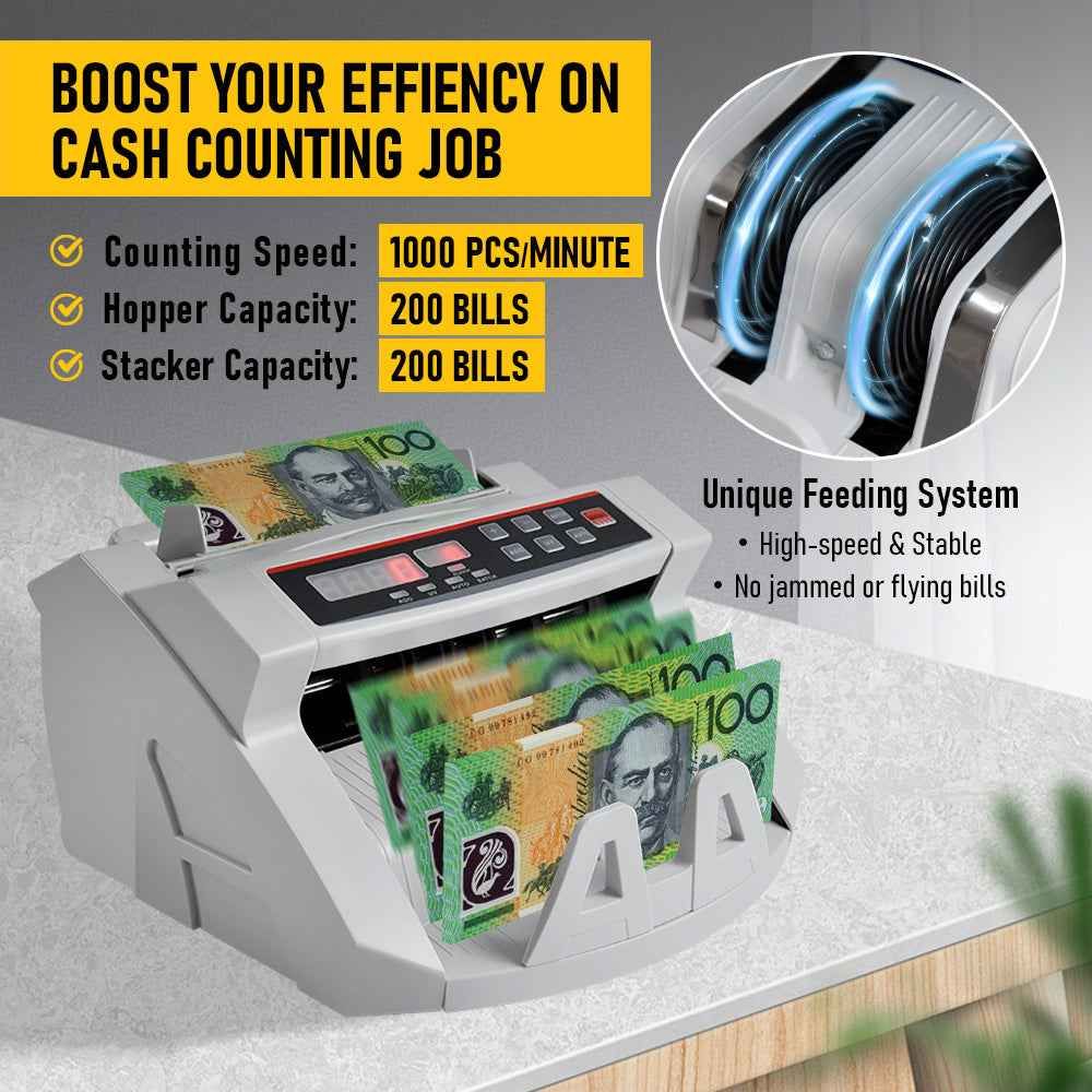 Automatic AUD Money Counter Machine with UV/MG/IR Detection, High-Speed Banknote Counter & Digital Display(29.2x24.6x17.8cm) — image 4